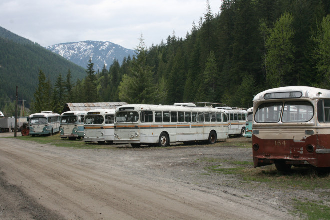 Bus graveyard at the ghost town of Sandon