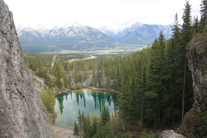 Looking over Canmore from the Grassi Lakes trail