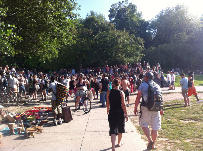 Les Tam-tams, a free, unofficial festival held every Sunday at Mount Royal Park