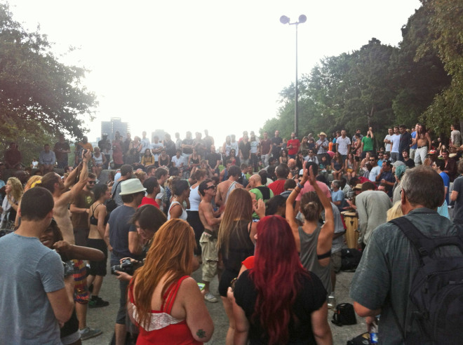 Dancing at the Tam Tams just before the thunderstorm broke