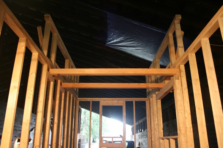 The loft walls in place