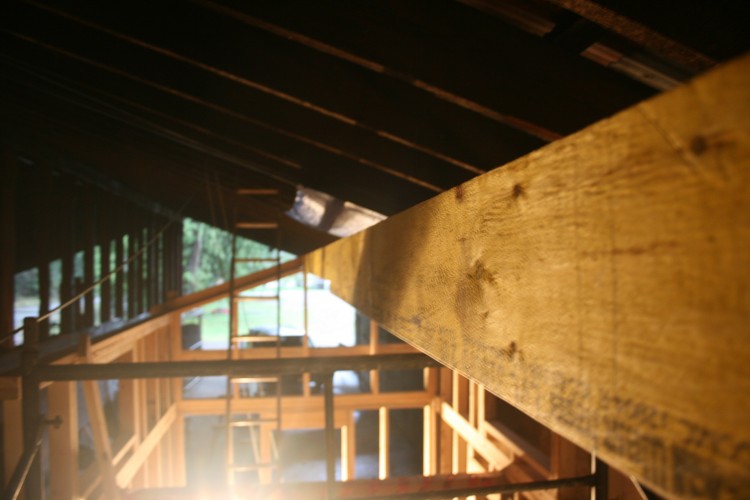 The beam in place