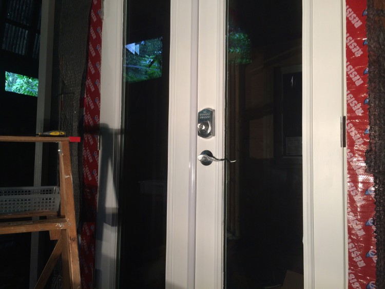 Door lock and handle installed