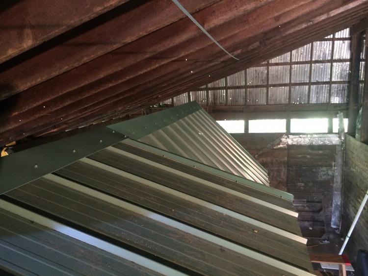 The ridge cap in place