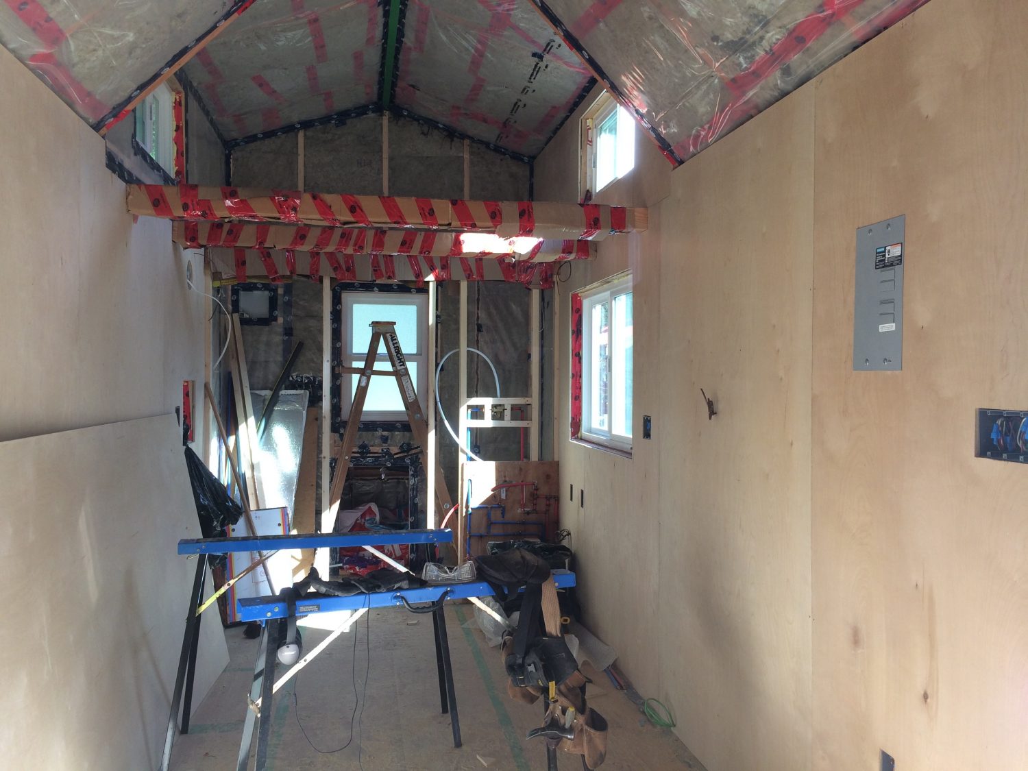 Tiny House Construction:  Vapour Barrier, Interior Walls and a Loft